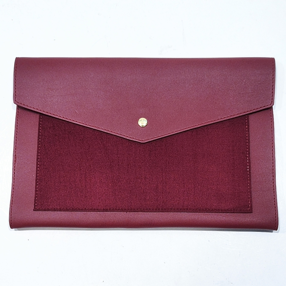 Glass Ladder & Co Megan Portfolio Clutch Vegan Leather Burgundy 13.5" x 9.5”